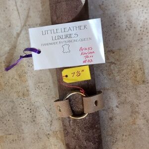 Handmade Genuine Suede Leather Brass Karma Circle Bracelet Brass Tan #02